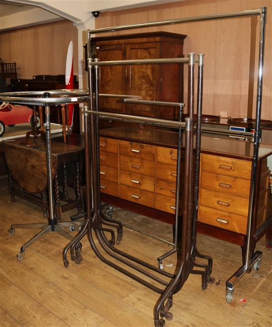 Three chrome clothes stands & 3 others
